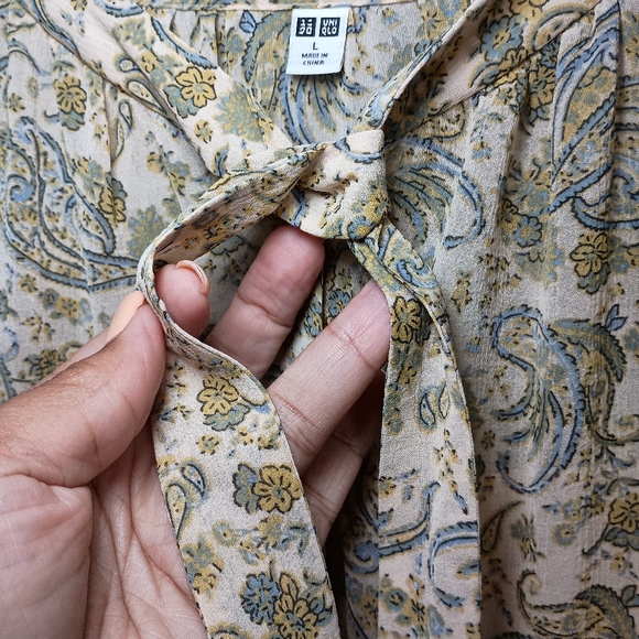 Uniqlo Long Sleeve Paisley Printed Dress Size Large - Picture 5 of 11